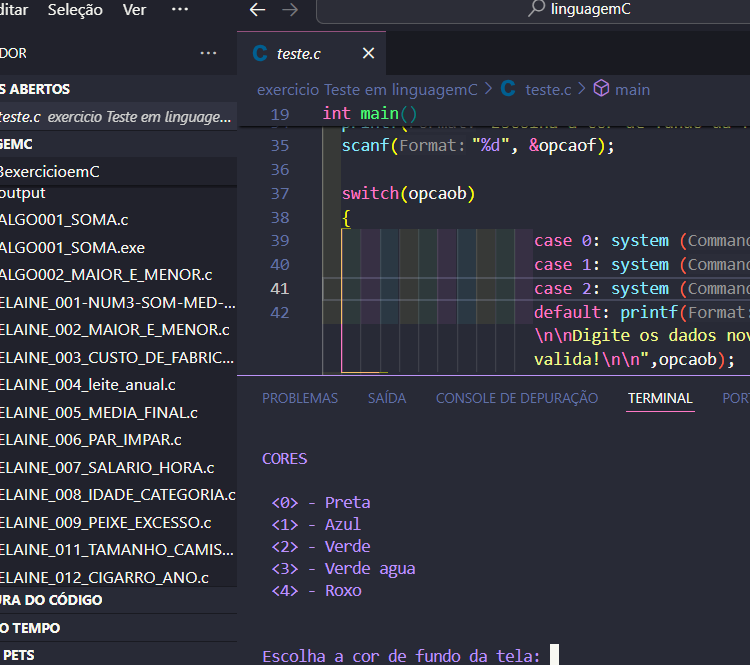 Projetos na Linguagem C